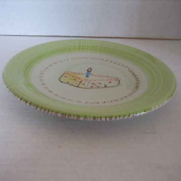 Ruby Green Ceramic Dessert Plate Piece of Birthday Cake with Candle 8in.R NWNT - Picture 5 of 5